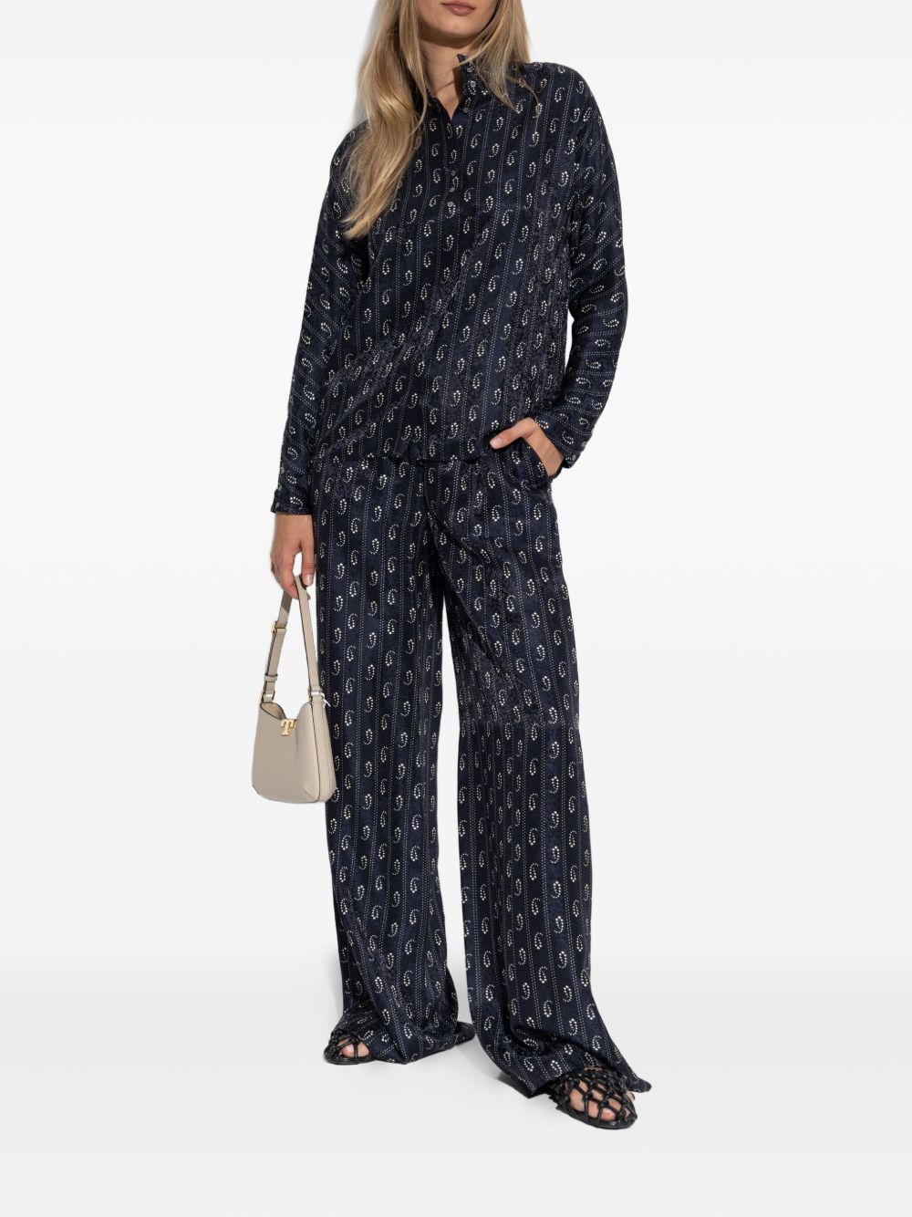 Tory Burch Jacquard silk trousers-Trousers-[Adult]-[Female]-2022 Online Blue Zone Planet