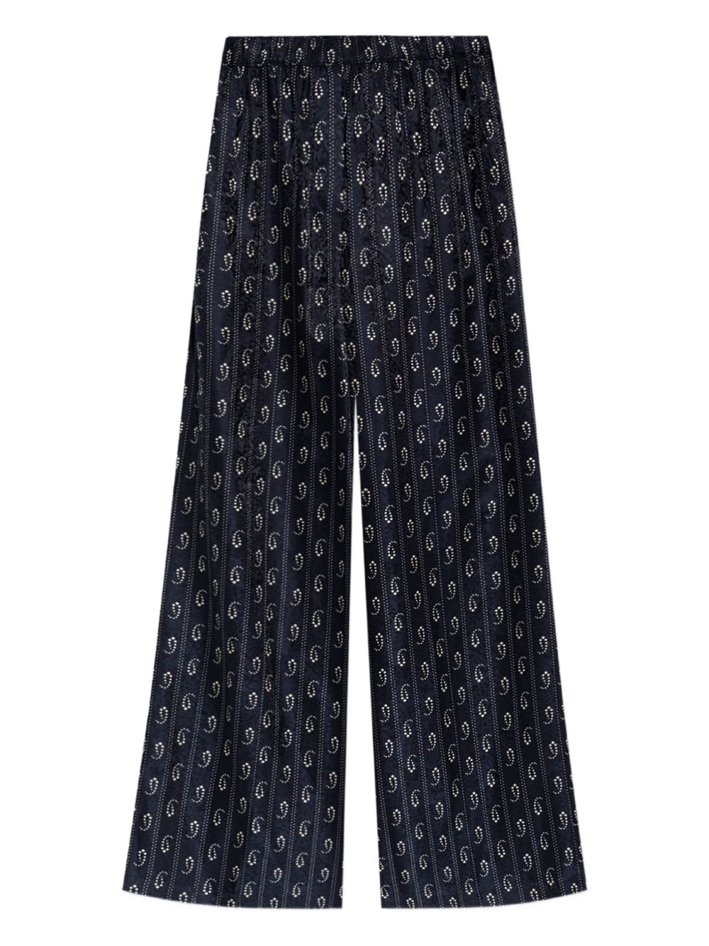 Tory Burch Jacquard silk trousers-Trousers-[Adult]-[Female]-2-NAVY-2022 Online Blue Zone Planet