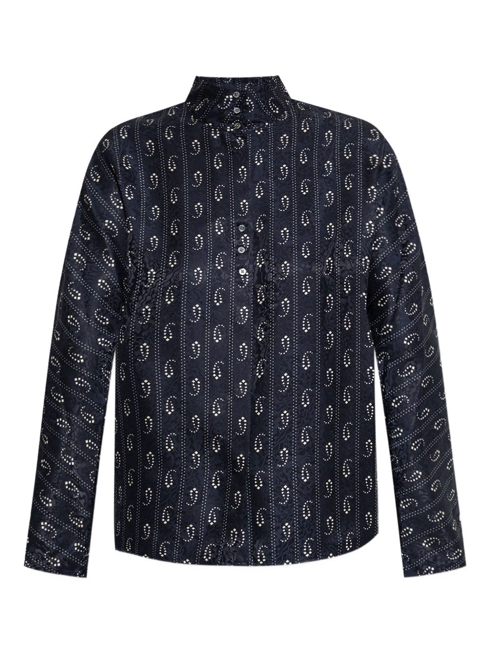Tory Burch Jacquard silk shirt-Shirts-[Adult]-[Female]-2-NAVY-2022 Online Blue Zone Planet