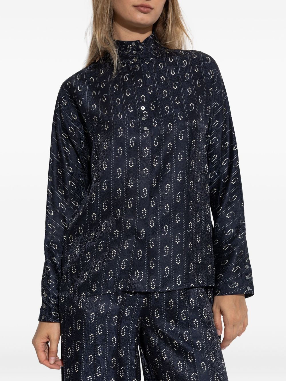 Tory Burch Jacquard silk shirt-Shirts-[Adult]-[Female]-2022 Online Blue Zone Planet