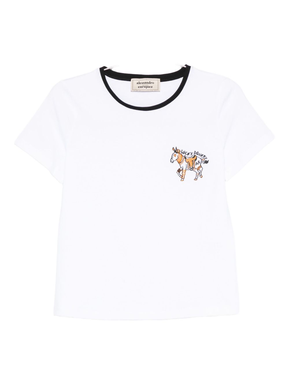Alessandro Enriquez Embroidered Cotton T-Shirt-Topwear-[Adult]-[Female]-2022 Online Blue Zone Planet