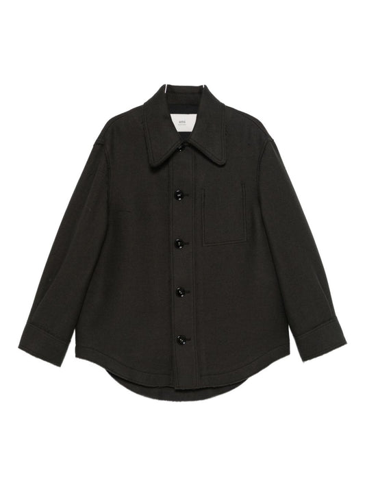 Ami Paris Wool shirt jacket-Jackets-[Adult]-[Female]-M-Grey-2022 Online Blue Zone Planet