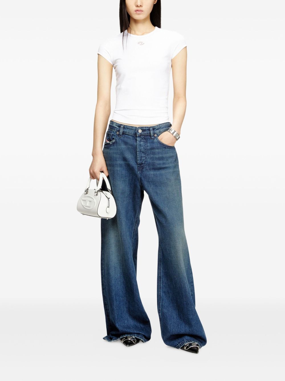 Diesel T-Angie logo-embroidery T-shirt-Topwear-[Adult]-[Female]-2022 Online Blue Zone Planet
