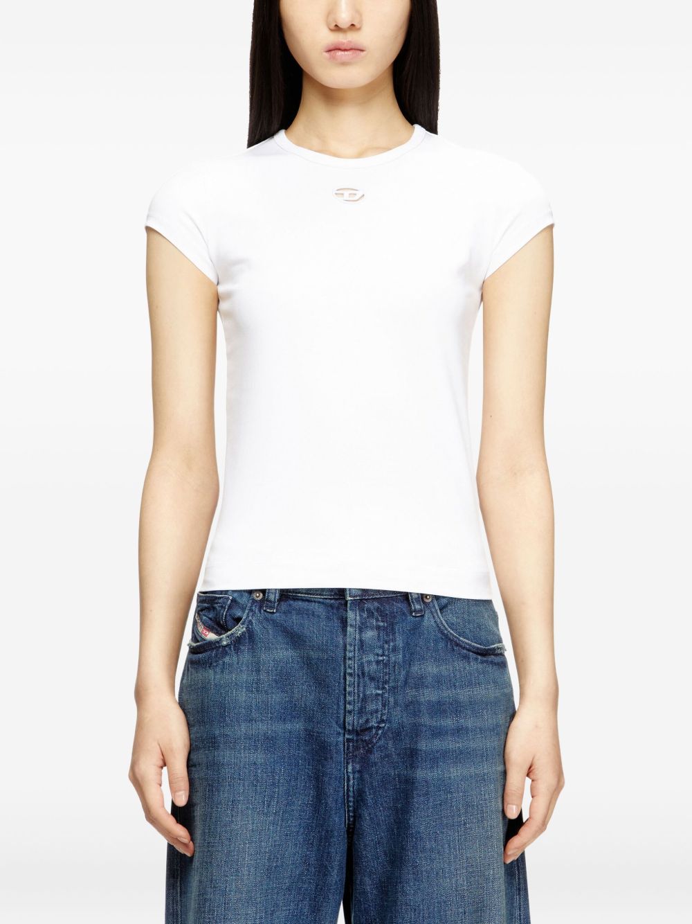 Diesel T-Angie logo-embroidery T-shirt-Topwear-[Adult]-[Female]-2022 Online Blue Zone Planet
