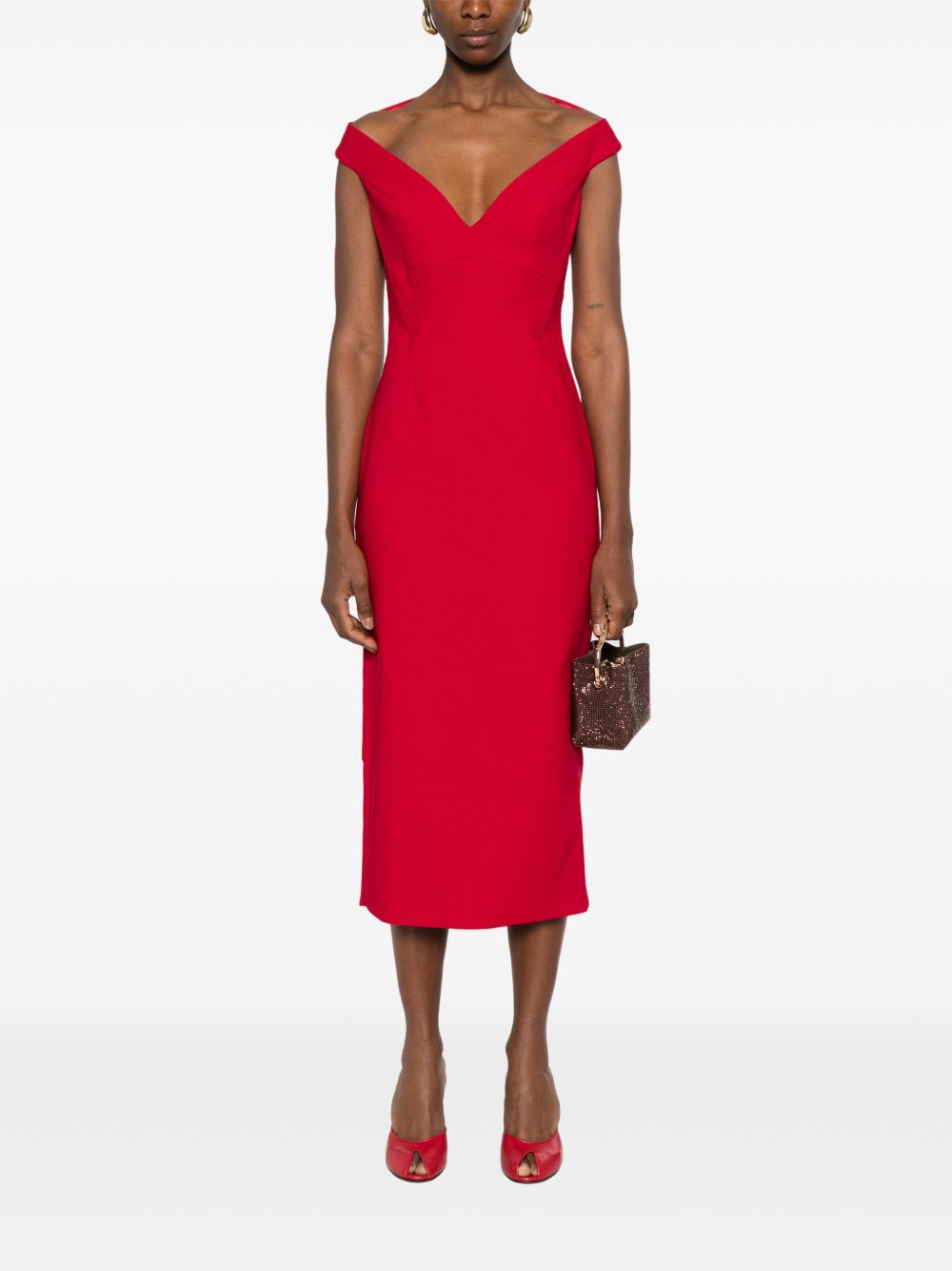 Solace London V-neck sleeveless Monica midi dress-Dresses-[Adult]-[Female]-2022 Online Blue Zone Planet