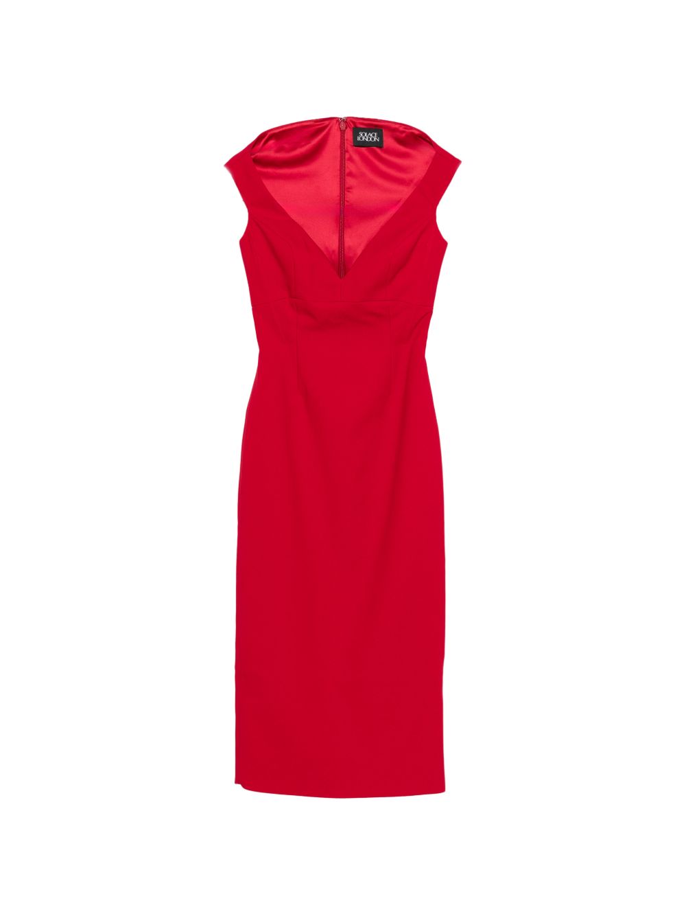 Solace London V-neck sleeveless Monica midi dress-Dresses-[Adult]-[Female]-8-RED-2022 Online Blue Zone Planet