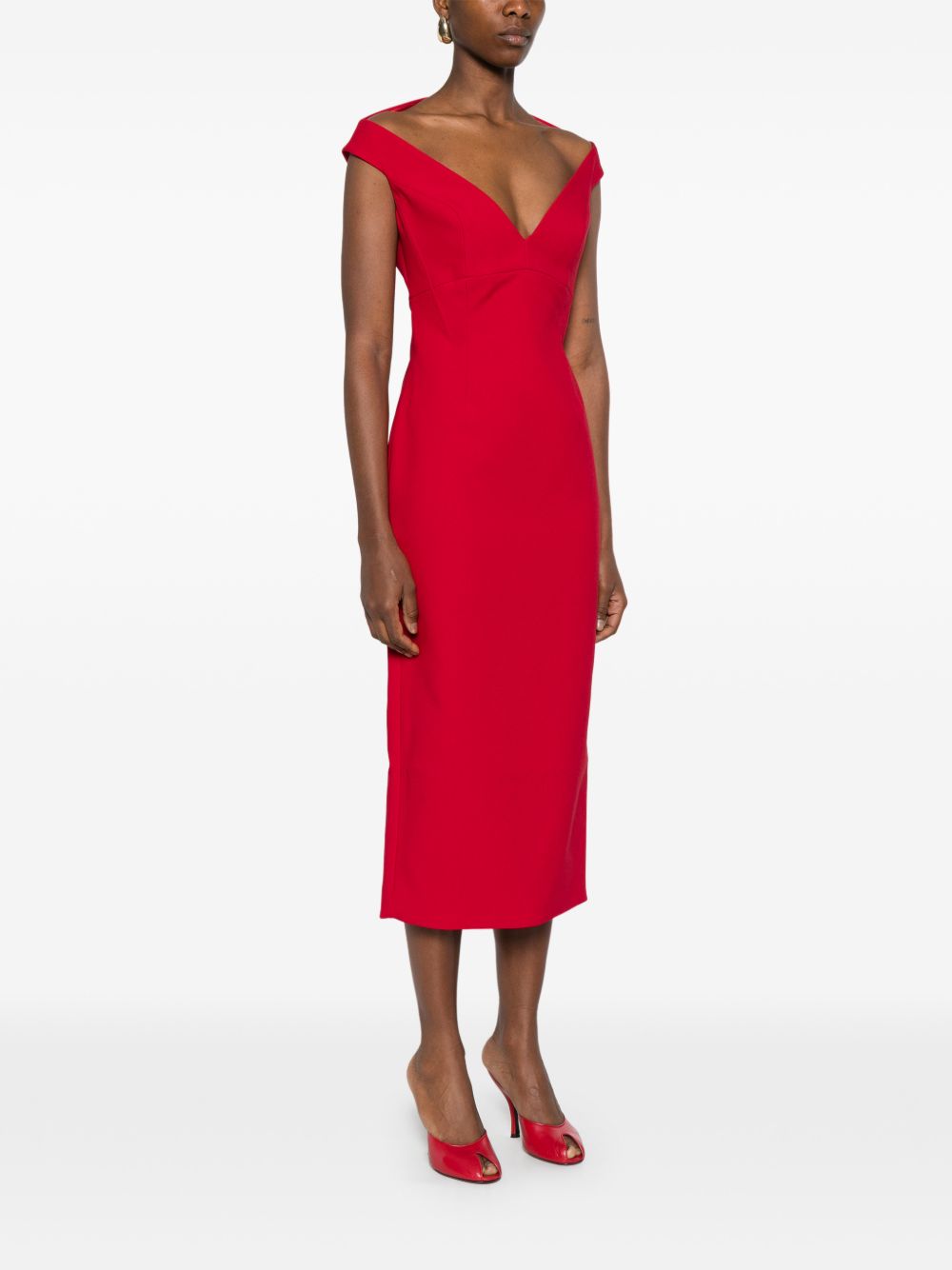 Solace London V-neck sleeveless Monica midi dress-Dresses-[Adult]-[Female]-2022 Online Blue Zone Planet
