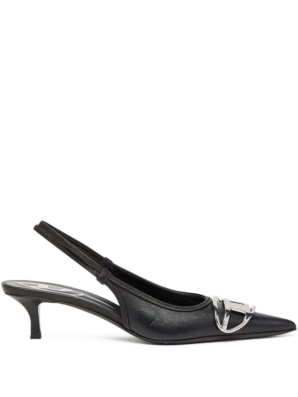 Diesel Venus Leather Slingback Pumps-Medium Heel-[Adult]-[Female]-38-BLACK-2022 Online Blue Zone Planet