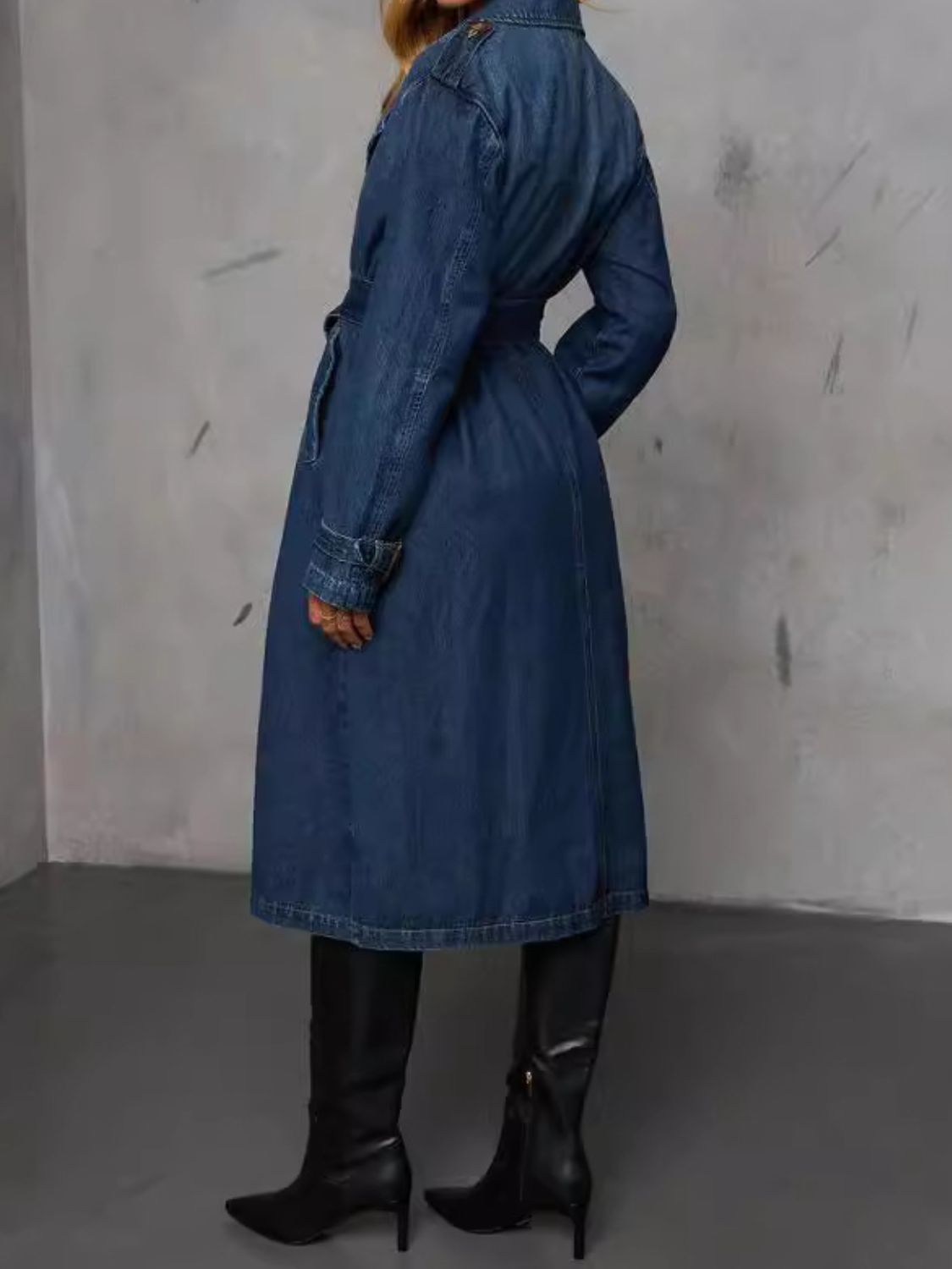 Button Up Long Sleeve Longline Denim Jacket-TOPS / DRESSES-[Adult]-[Female]-2022 Online Blue Zone Planet