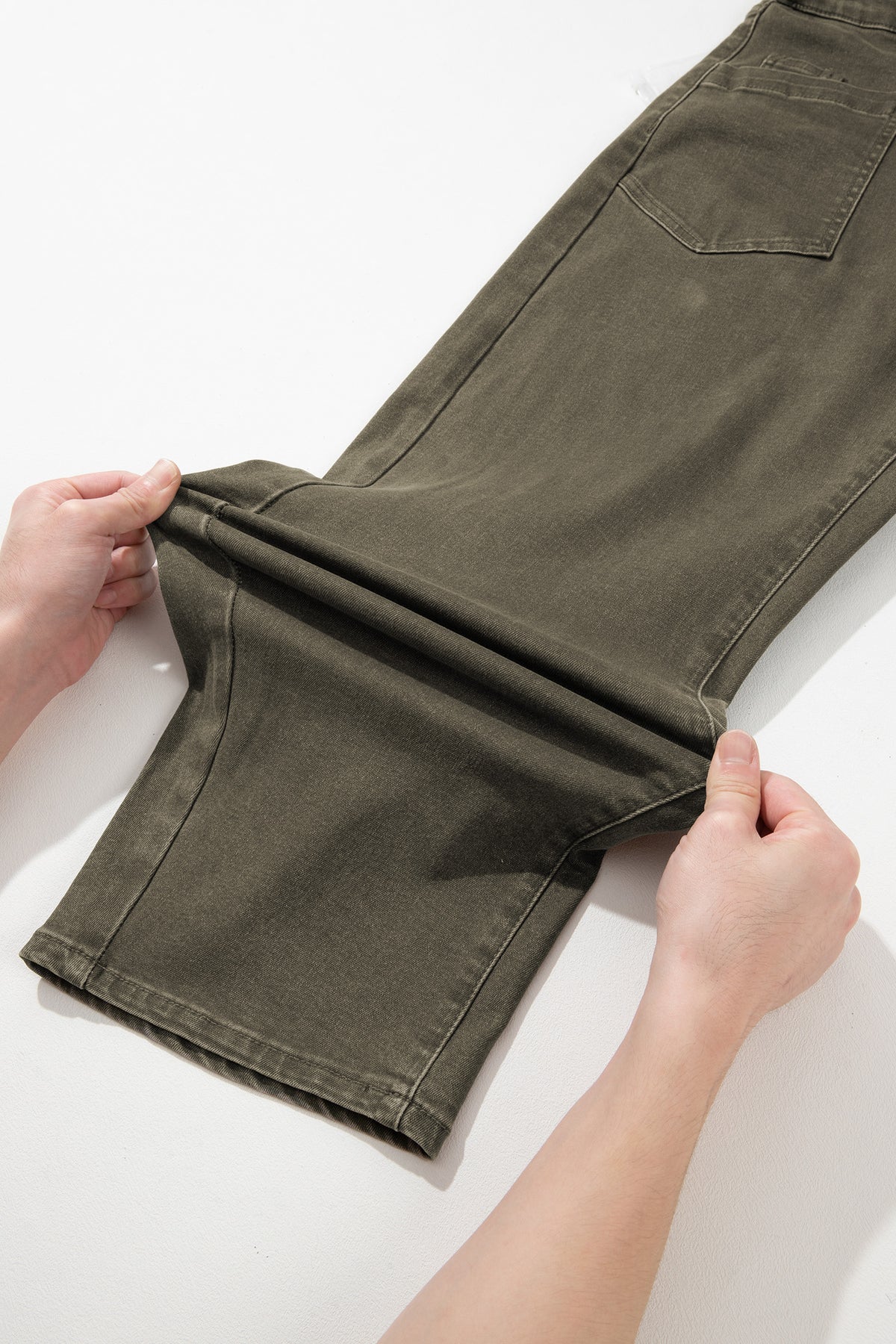 Four Leaf Clover Solid Color Square Patch Pocket Ankle-length Barrel Jeans-Bottoms/Jeans-[Adult]-[Female]-2022 Online Blue Zone Planet
