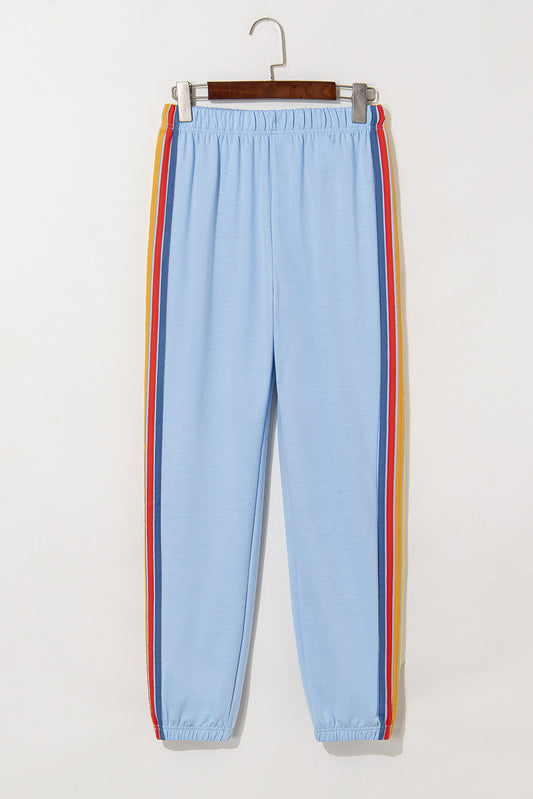 Light Blue Counting Rainbows High Waist Sweatpants-Tops / Dresses-[Adult]-[Female]-2022 Online Blue Zone Planet