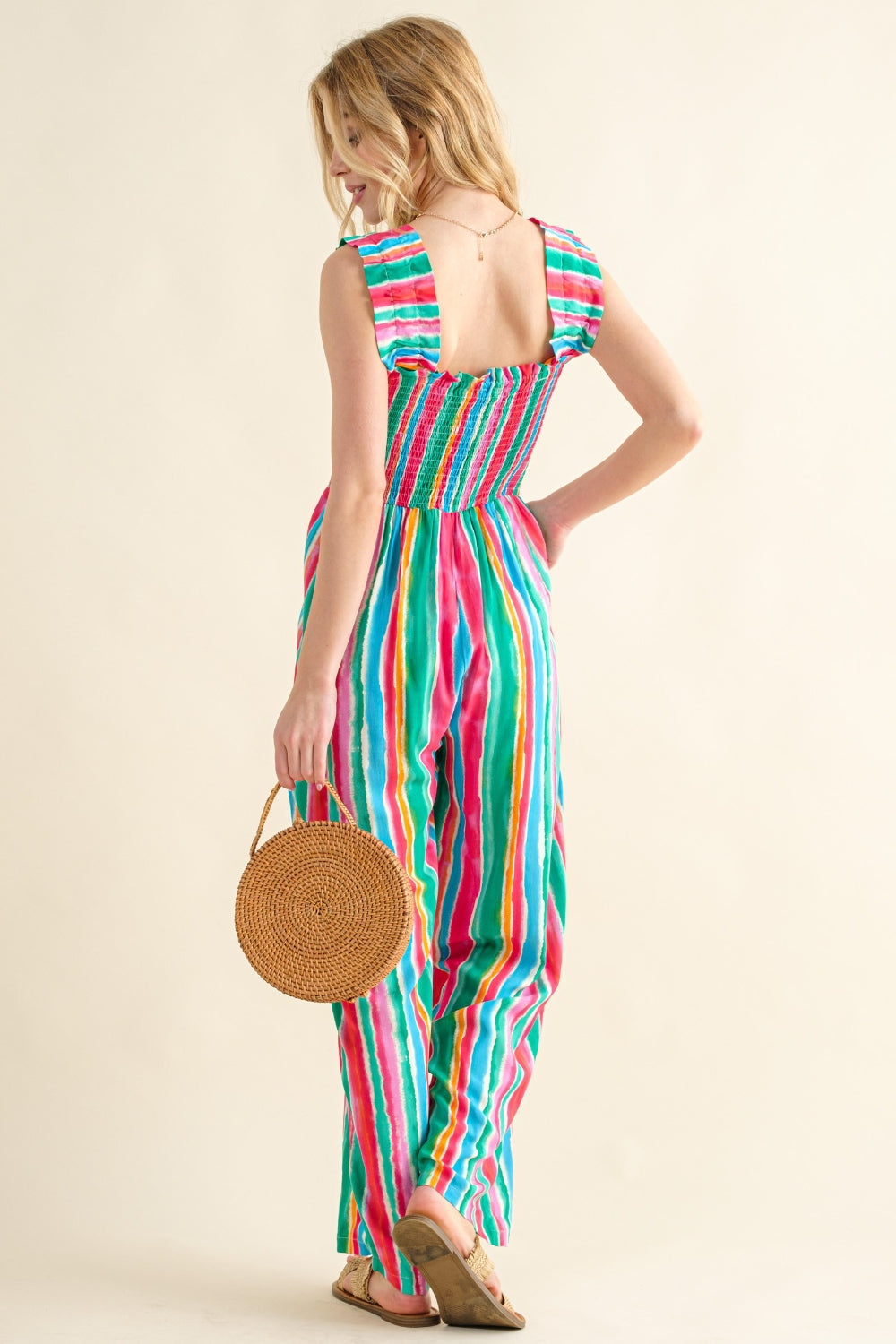 And The Why Full Size Striped Smocked Sleeveless Jumpsuit-TOPS / DRESSES-[Adult]-[Female]-2022 Online Blue Zone Planet