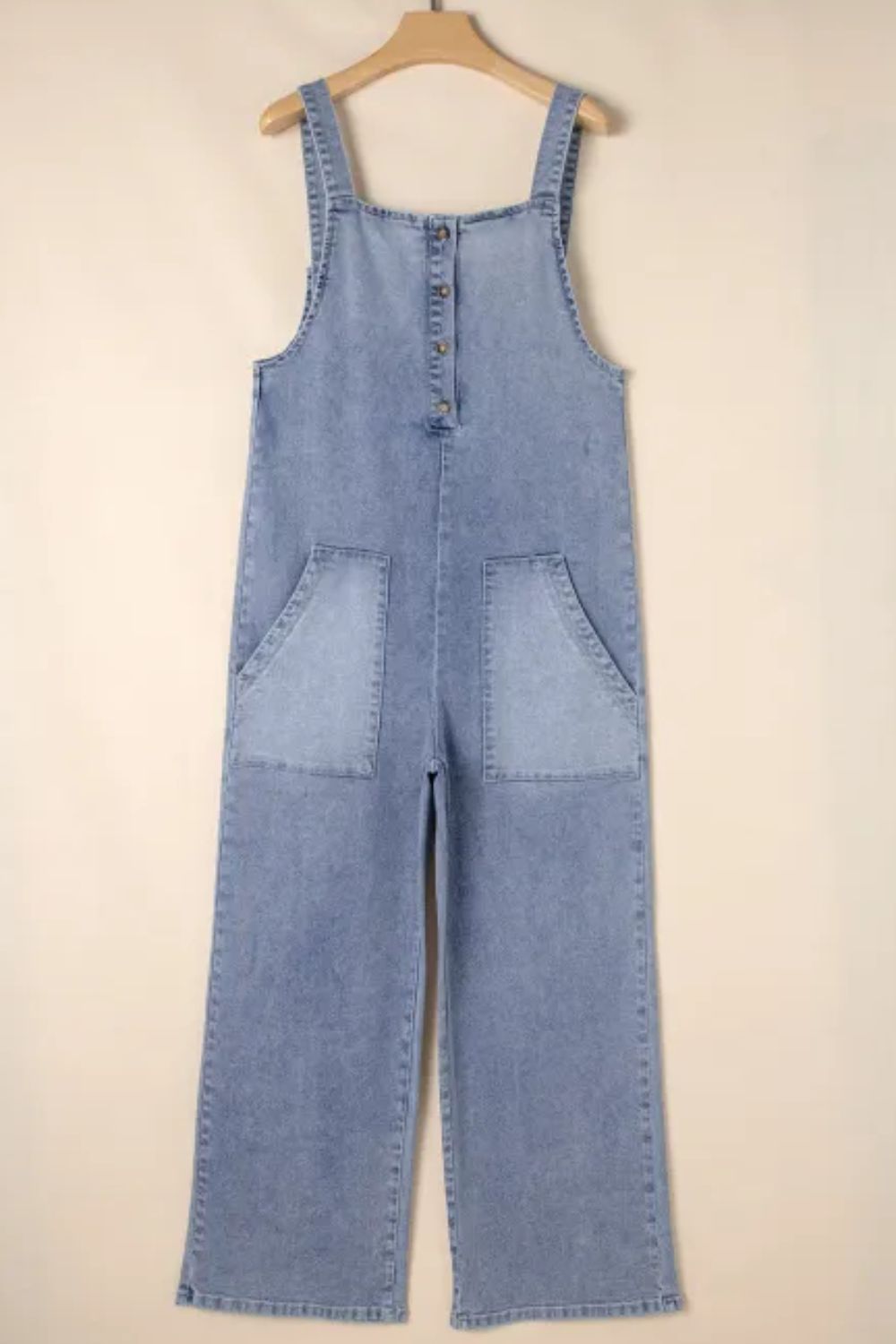 Blue Zone Planet | Wide Strap Denim Overalls with Pockets-TOPS / DRESSES-[Adult]-[Female]-2022 Online Blue Zone Planet