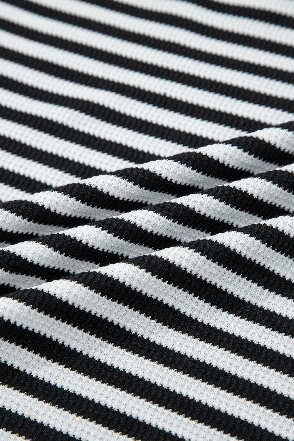 Black Stripe Thermal Knit Drop Shoulder Casual Top-Tops/Long Sleeve Tops-[Adult]-[Female]-2022 Online Blue Zone Planet