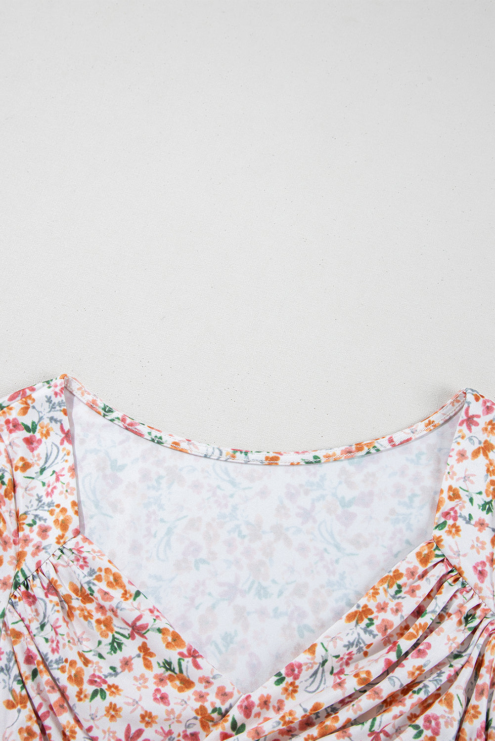 Orange Short Sleeve Floral Ruched Sweetheart Bodysuit-Tops/Bodysuits-[Adult]-[Female]-2022 Online Blue Zone Planet