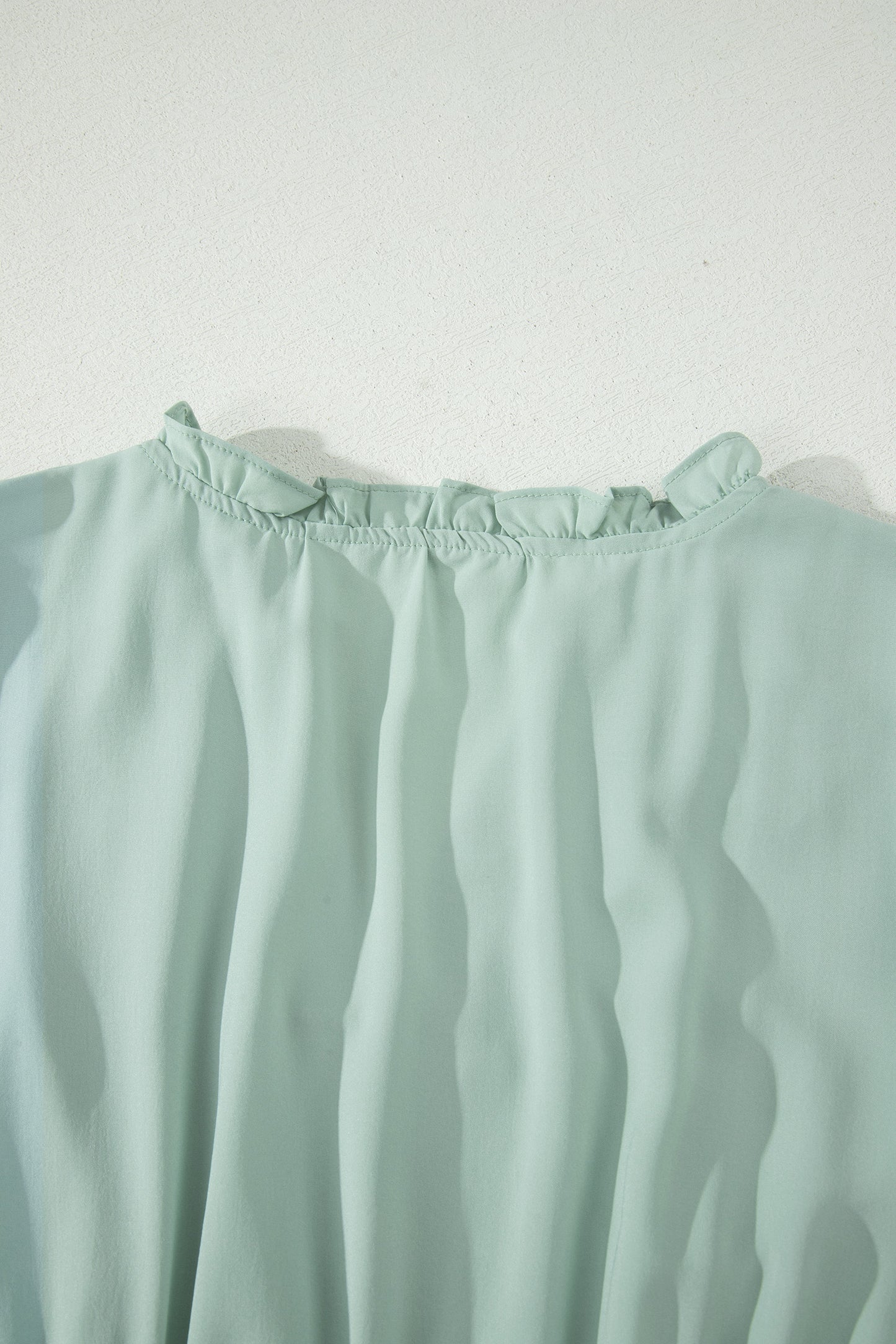Clearly Aqua Solid Color V Neck Short Puff Sleeve High Waist Tiered Maxi Dress-TOPS / DRESSES-[Adult]-[Female]-2022 Online Blue Zone Planet
