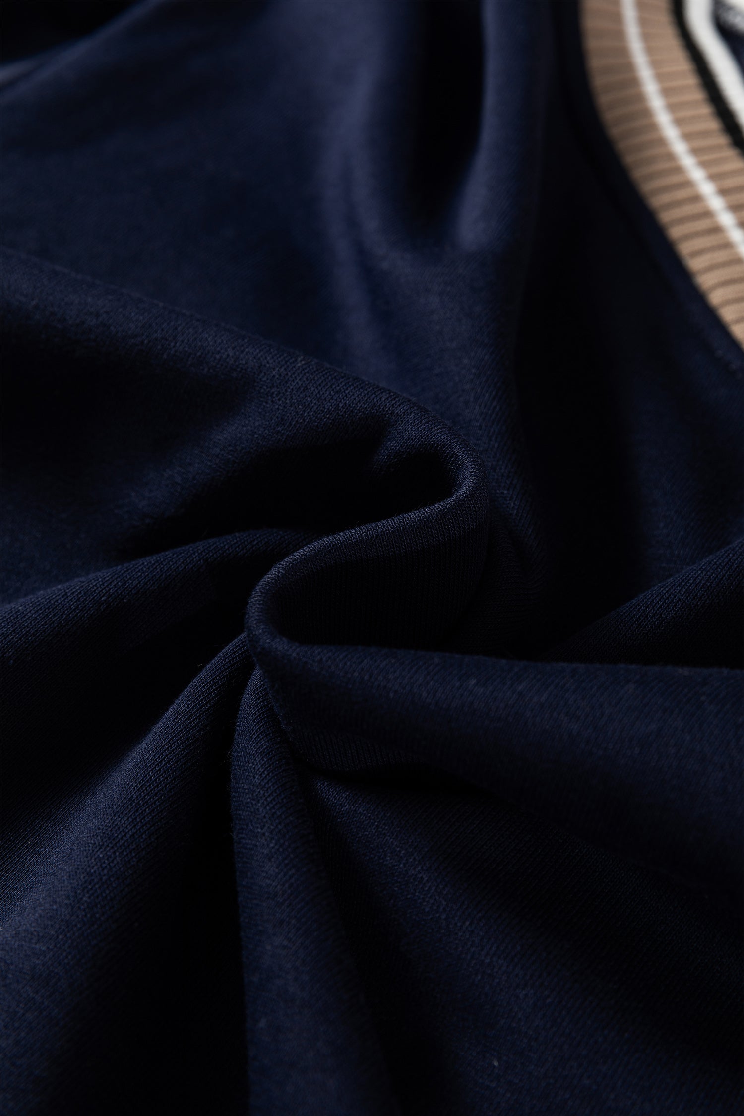 Navy Blue Varsity Contrast Striped Trim V Neck Sweatshirt-Tops/Sweatshirts & Hoodies-[Adult]-[Female]-2022 Online Blue Zone Planet