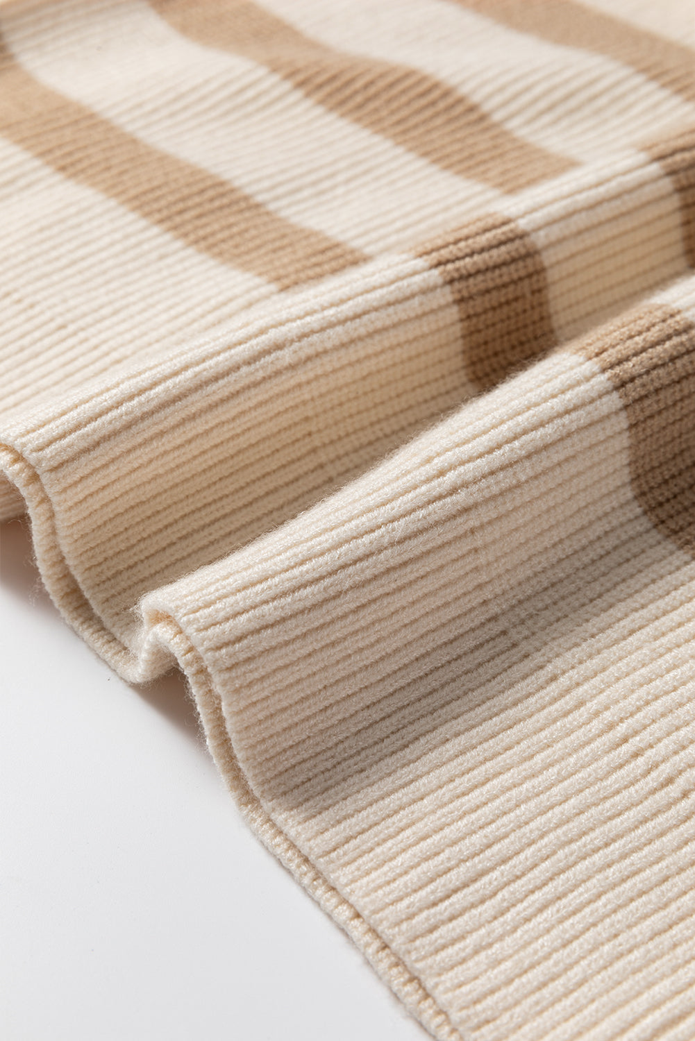 Khaki Stripe Ribbed Half Zip Collared Sweater Vest-TOPS / DRESSES-[Adult]-[Female]-2022 Online Blue Zone Planet