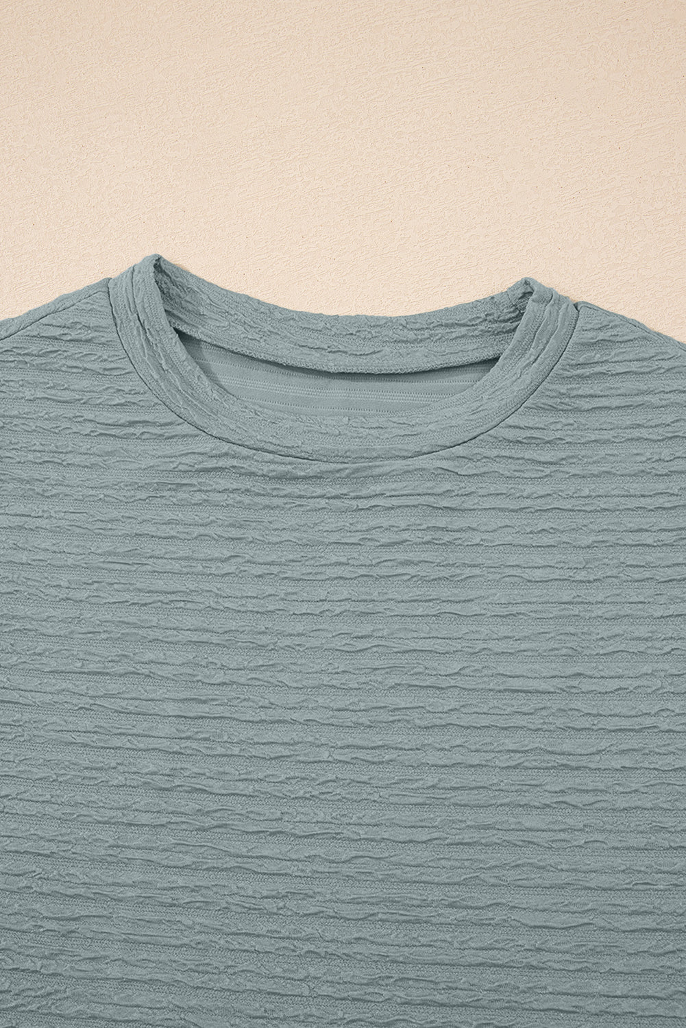Beau Blue Solid Color Textured Crew Neck Tank Top-Tops/Tank Tops-[Adult]-[Female]-2022 Online Blue Zone Planet