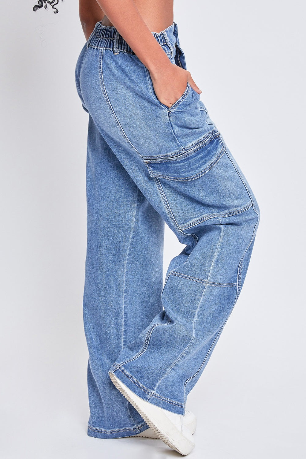 YMI Jeanswear High-Rise Straight Cargo Jeans-BOTTOMS SIZES SMALL MEDIUM LARGE-[Adult]-[Female]-2022 Online Blue Zone Planet