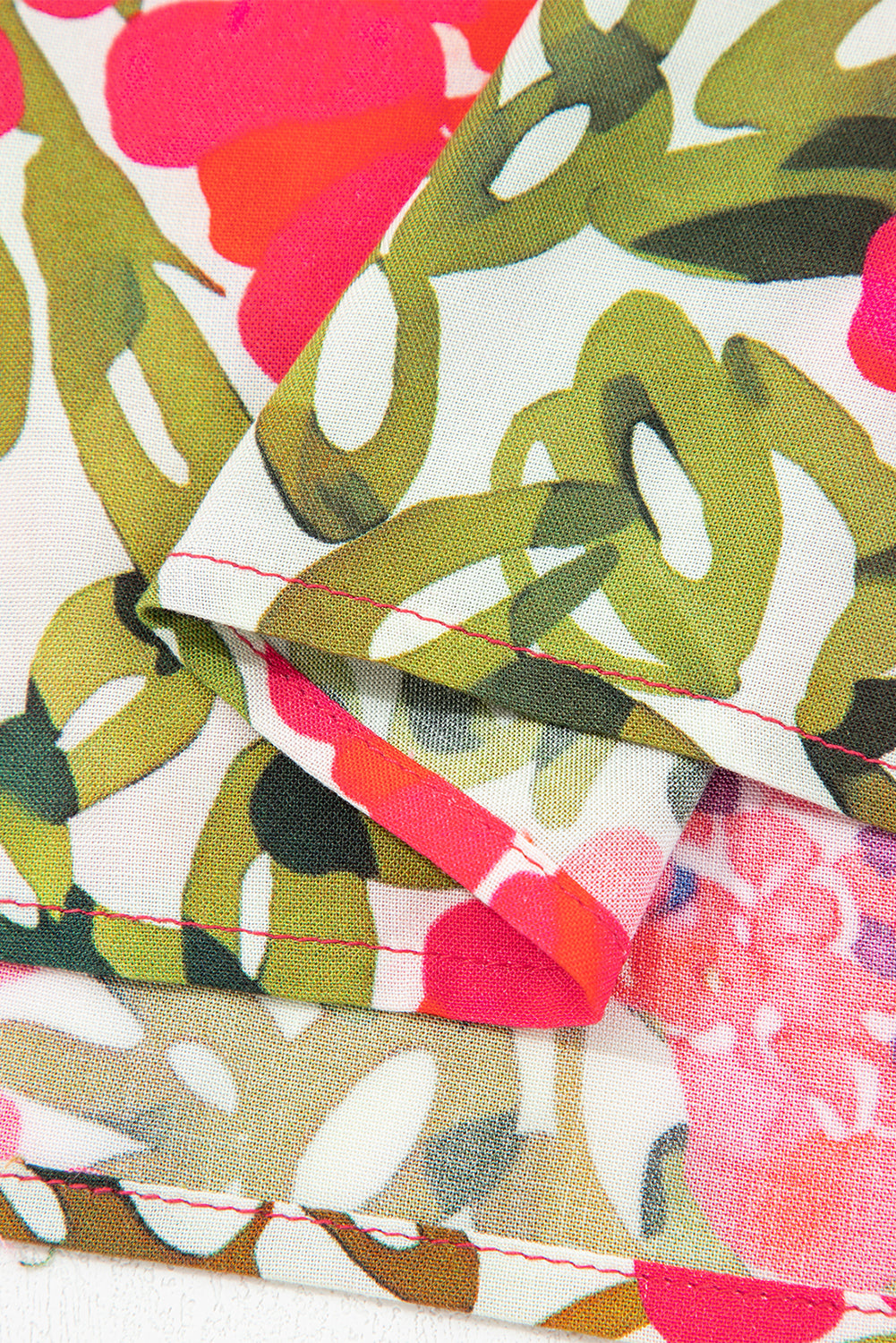 Red Floral Print Lace Up V Neck Flounce Sleeve Blouse-Tops/Blouses & Shirts-[Adult]-[Female]-2022 Online Blue Zone Planet