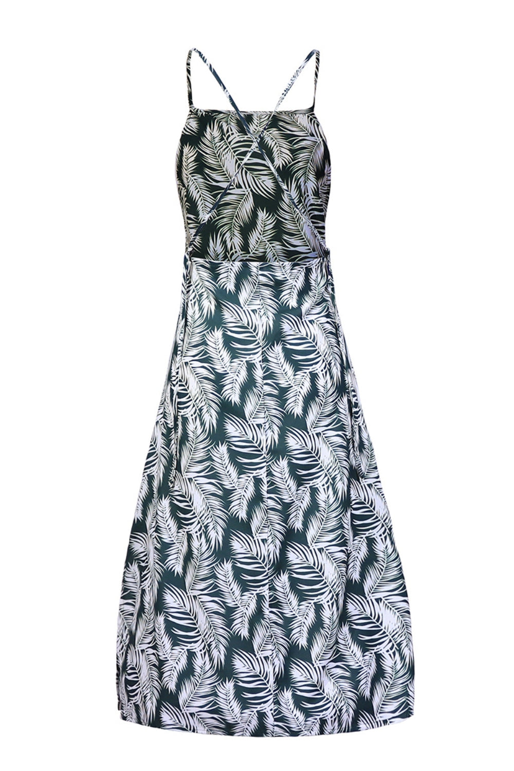 Blue Zone Planet | Slit Crisscross Printed Sleeveless Cami Dress-TOPS / DRESSES-[Adult]-[Female]-2022 Online Blue Zone Planet