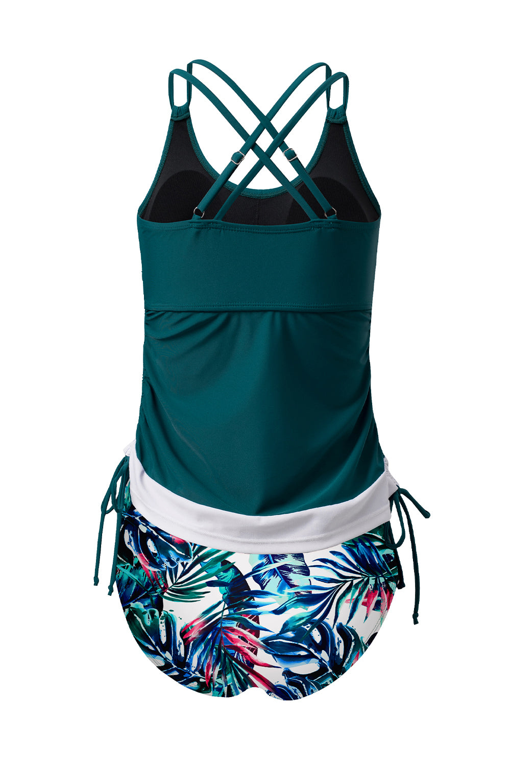 Sea Green Drawstring Tummy Control Mix-And-Match 2Pcs Tankini Swimsuit-Swimwear/Tankinis-[Adult]-[Female]-2022 Online Blue Zone Planet
