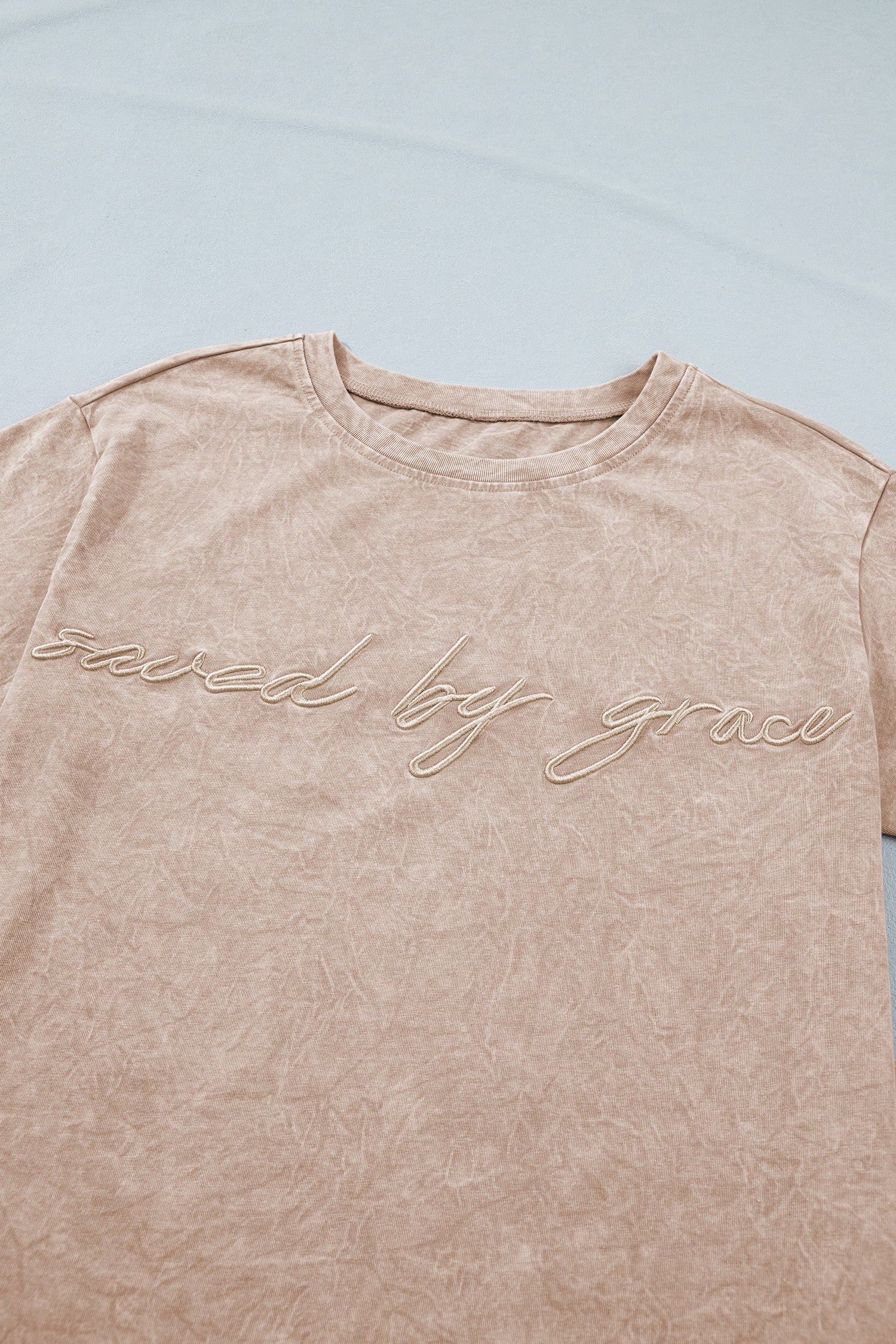 Casual saved by grace Mineral Washed Cotton T Shirt-Tops/Tops & Tees-[Adult]-[Female]-2022 Online Blue Zone Planet