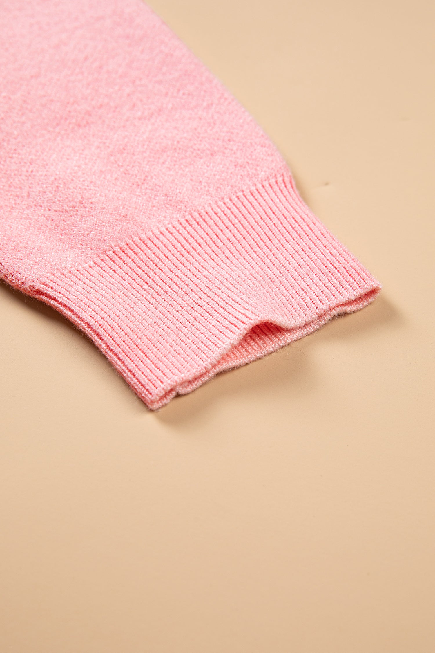 Gossamer Pink Drop Shoulder Round Neck Towel Embroidery Slogan Pullover Sweater-TOPS / DRESSES-[Adult]-[Female]-2022 Online Blue Zone Planet