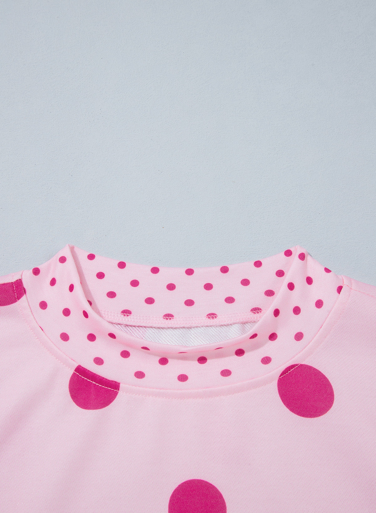 Pink Polka Dot Print Contrast Detail Oversized Tunic Sweatshirt-Tops/Sweatshirts & Hoodies-[Adult]-[Female]-2022 Online Blue Zone Planet