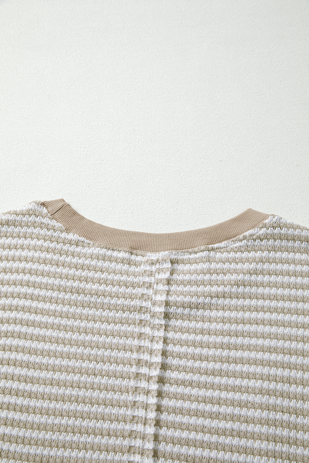Brown Stripe Ribbed Trim Drop Shoulder Long Sleeve Oversize Top-Tops/Long Sleeve Tops-[Adult]-[Female]-2022 Online Blue Zone Planet
