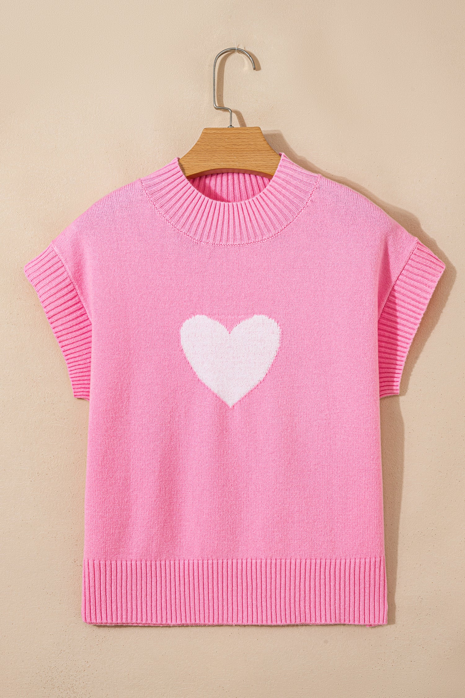 Pink Valentine Heart Graphic Cropped Short Sleeve Sweater-TOPS / DRESSES-[Adult]-[Female]-2022 Online Blue Zone Planet