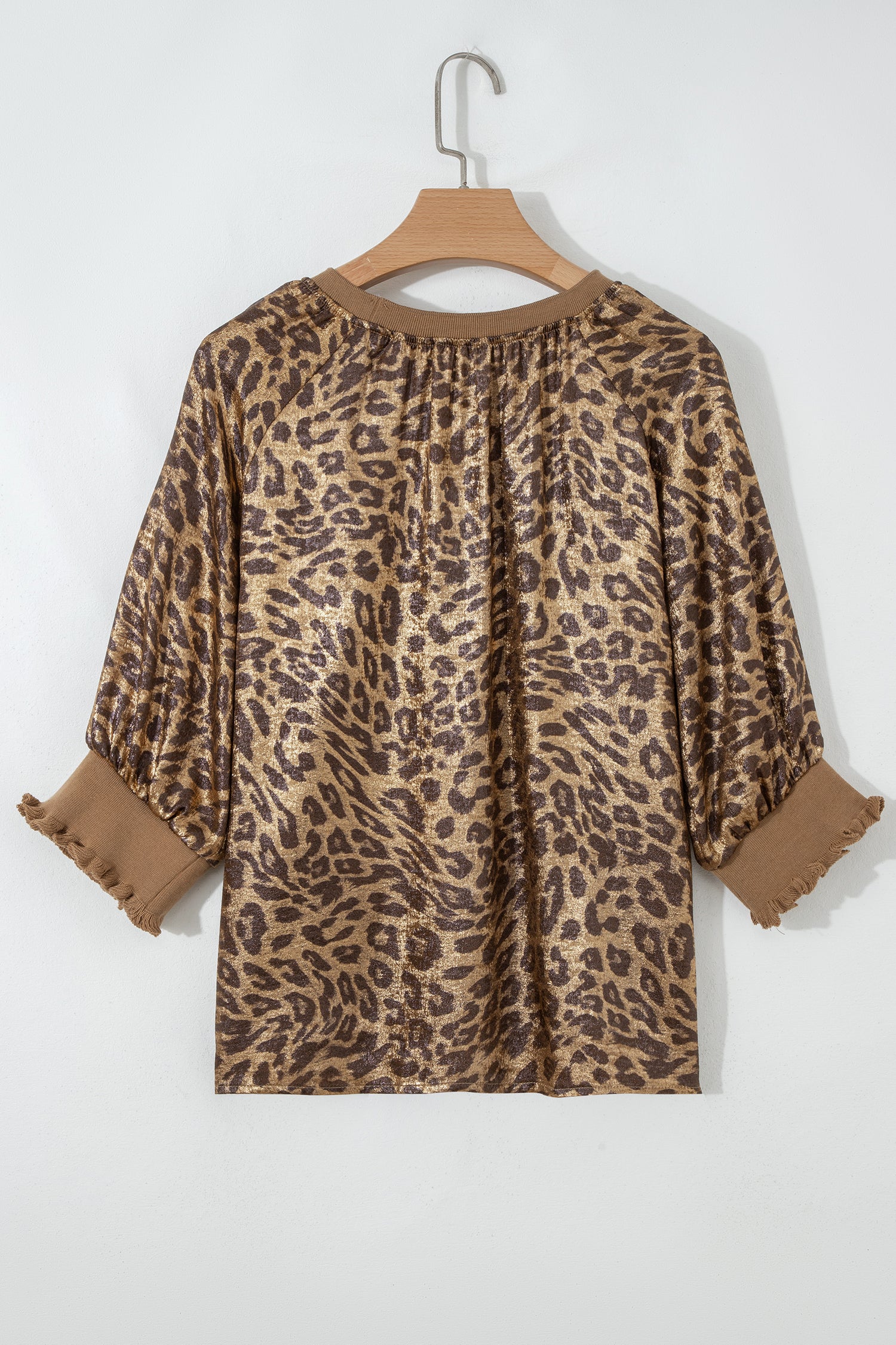 Gold Half Sleeve Metallic Leopard Print Blouse-Tops/Blouses & Shirts-[Adult]-[Female]-2022 Online Blue Zone Planet
