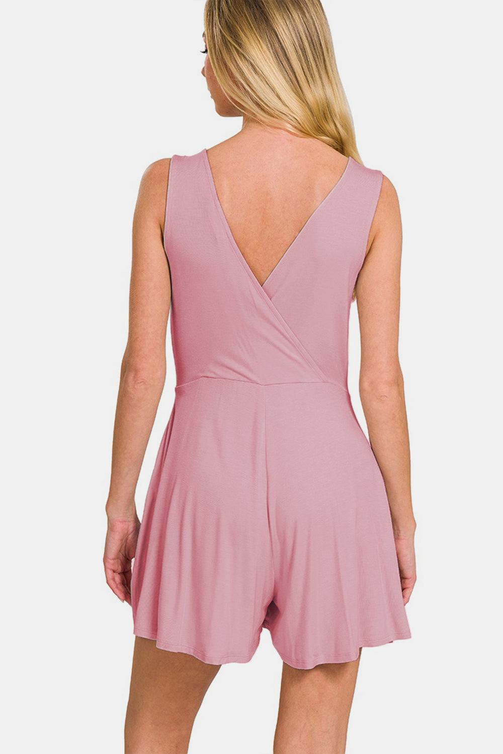 Zenana Surplice Neckline Sleeveless Romper-TOPS / DRESSES-[Adult]-[Female]-2022 Online Blue Zone Planet