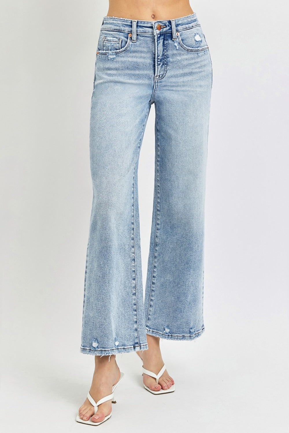 RISEN Full Size Tummy Control High Rise Crop Wide Leg Jeans-BOTTOMS SIZES SMALL MEDIUM LARGE-[Adult]-[Female]-2022 Online Blue Zone Planet