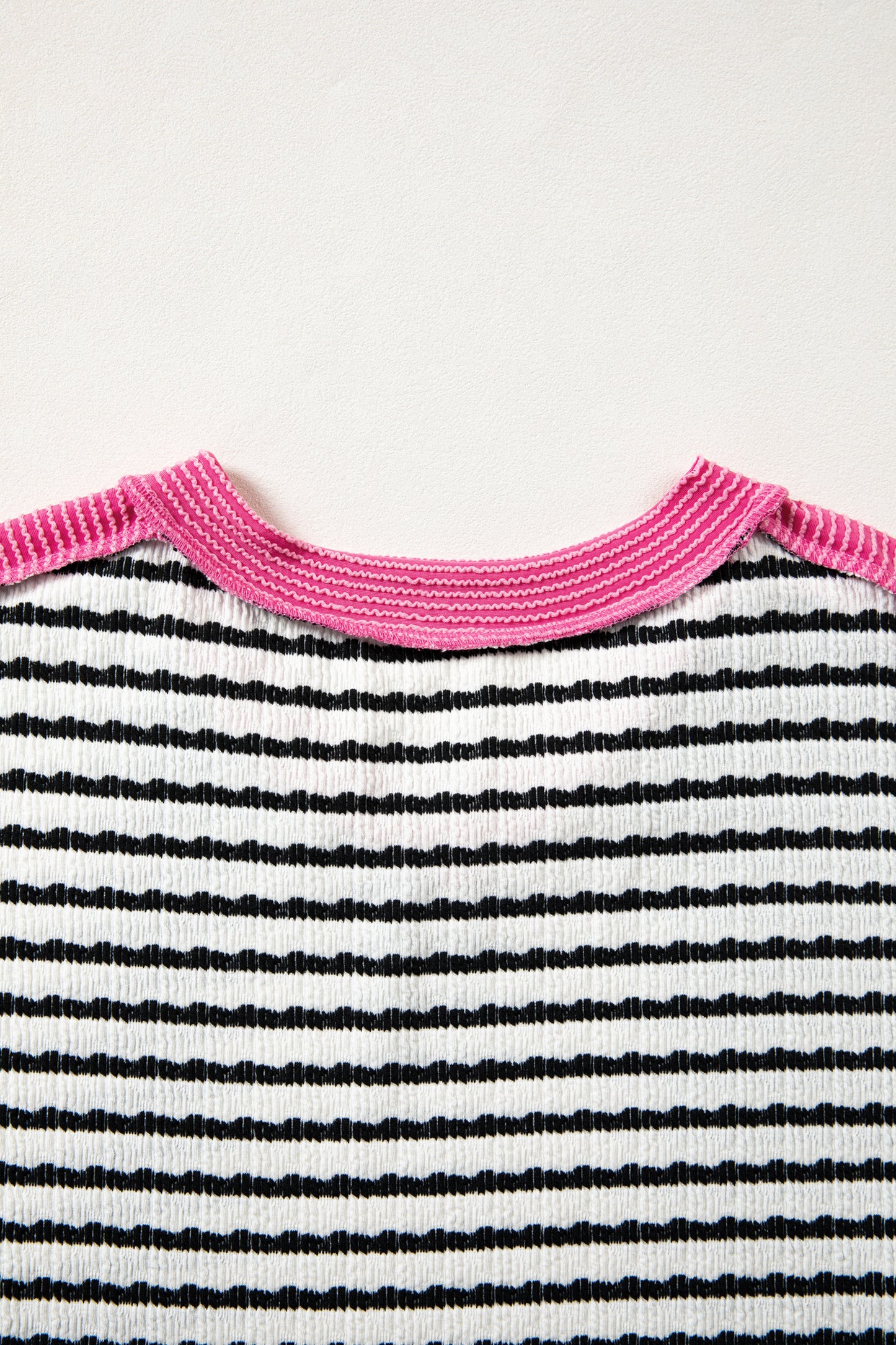 Black Stripe Textured Knit Twisted Rib Contrast Patchwork V Neck Long Sleeve Top-Tops/Long Sleeve Tops-[Adult]-[Female]-2022 Online Blue Zone Planet