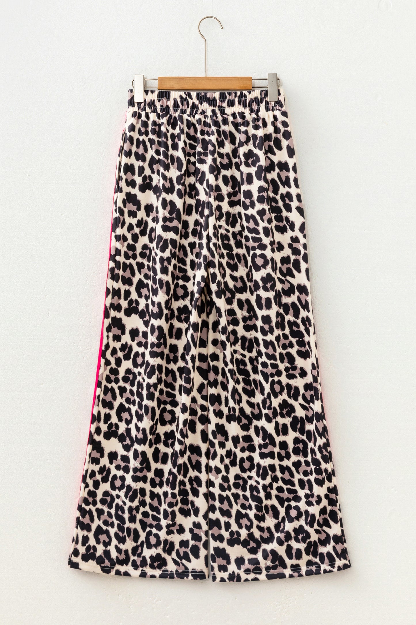 Rose Side Stripe Leopard Wide Leg Trousers-Bottoms/Pants & Culotte-[Adult]-[Female]-2022 Online Blue Zone Planet
