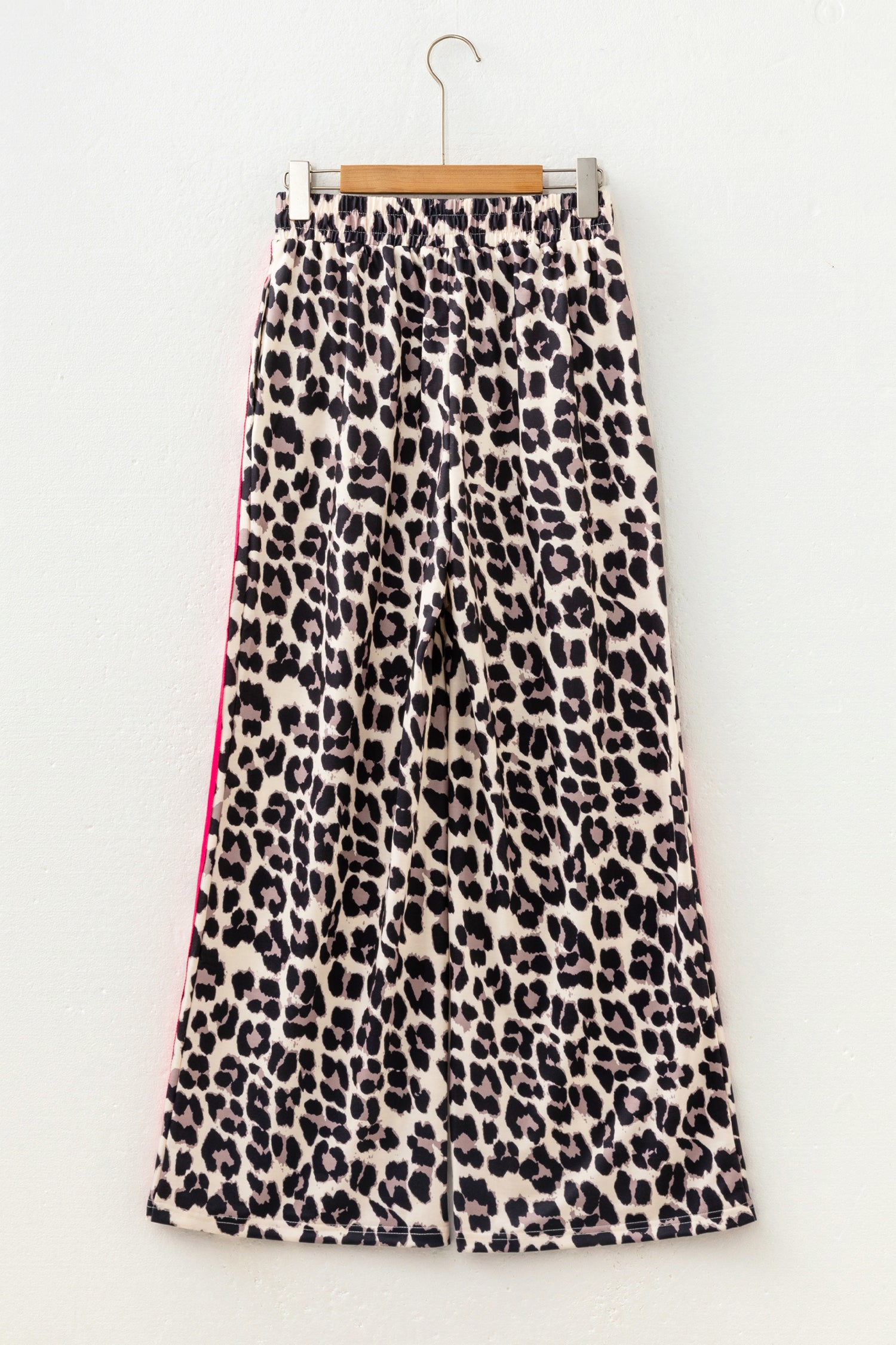 Rose Side Stripe Leopard Wide Leg Trousers-Bottoms/Pants & Culotte-[Adult]-[Female]-2022 Online Blue Zone Planet