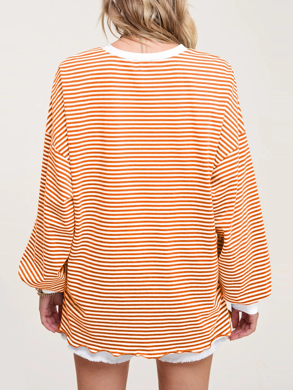 Contrast Striped Long Sleeve Sweatshirt-TOPS / DRESSES-[Adult]-[Female]-2022 Online Blue Zone Planet