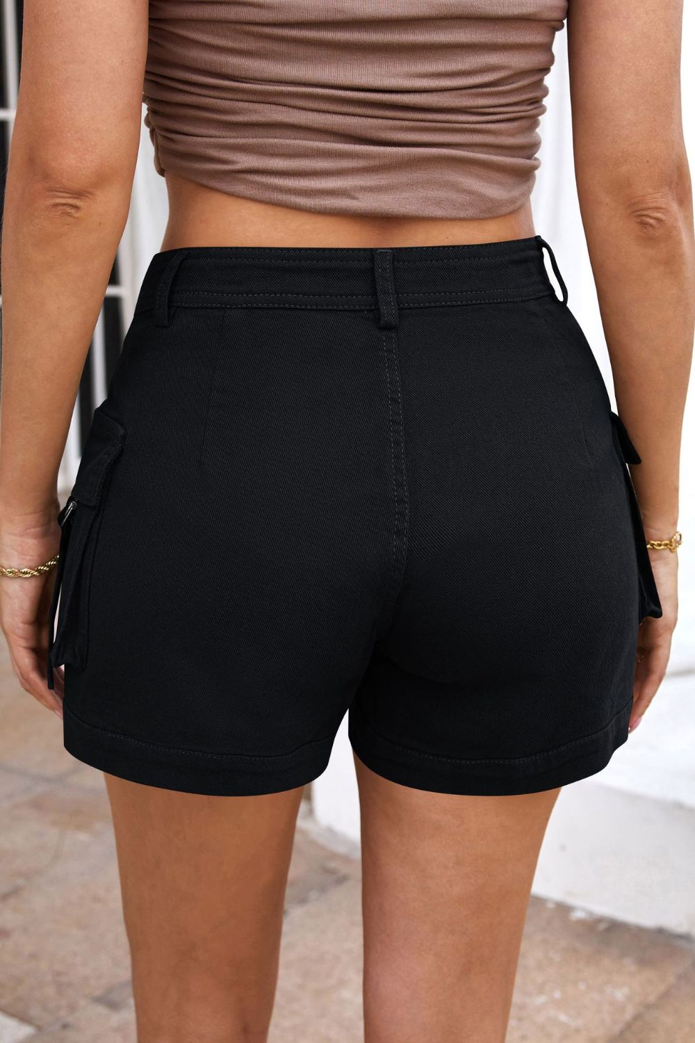 High Waist Shorts with Pockets-BOTTOMS SIZES SMALL MEDIUM LARGE-[Adult]-[Female]-2022 Online Blue Zone Planet