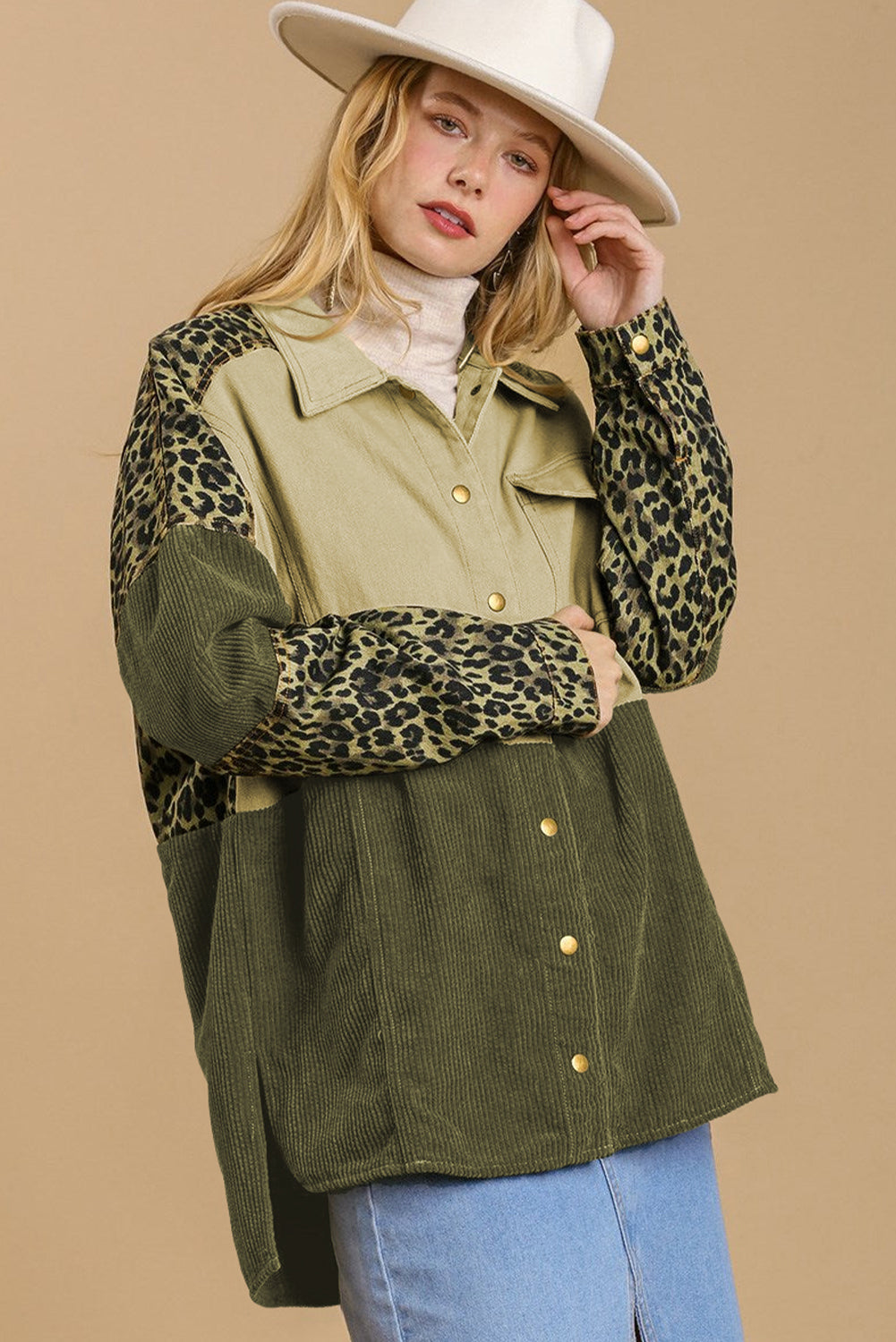 High-Low Leopard Snap Down Shacket-TOPS / DRESSES-[Adult]-[Female]-2022 Online Blue Zone Planet