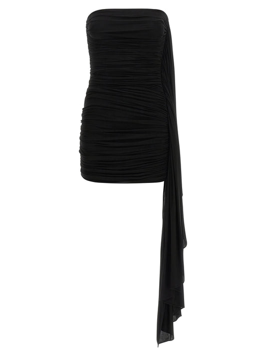 Alexander Wang Asymmetrical Draped Dress-TOPS / DRESSES-[Adult]-[Female]-S-Black-2022 Online Blue Zone Planet