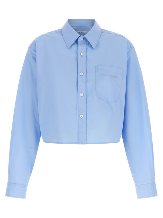 Alexander Wang Cropped Shirt-Shirts-[Adult]-[Female]-XS-Light blue-2022 Online Blue Zone Planet