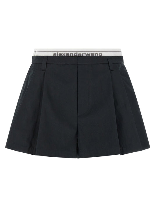 Alexander Wang Logo Band Shorts-Short Trousers-[Adult]-[Female]-2-Black-2022 Online Blue Zone Planet