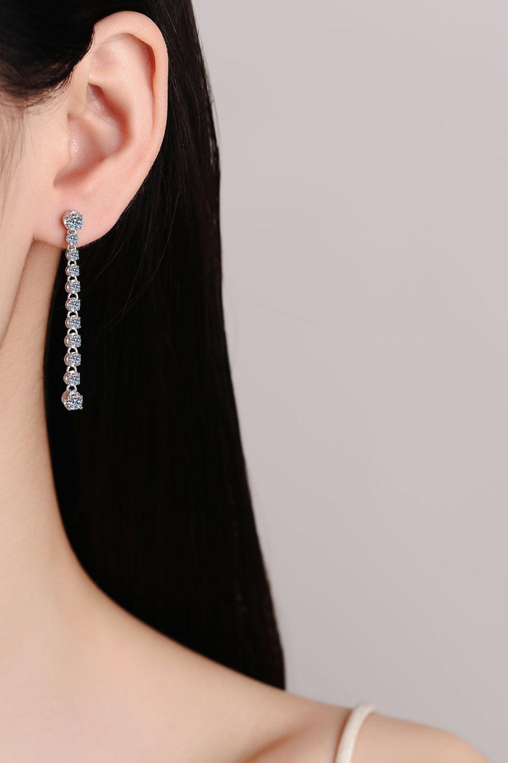 1.18 Carat Moissanite Long Earrings BLUE ZONE PLANET