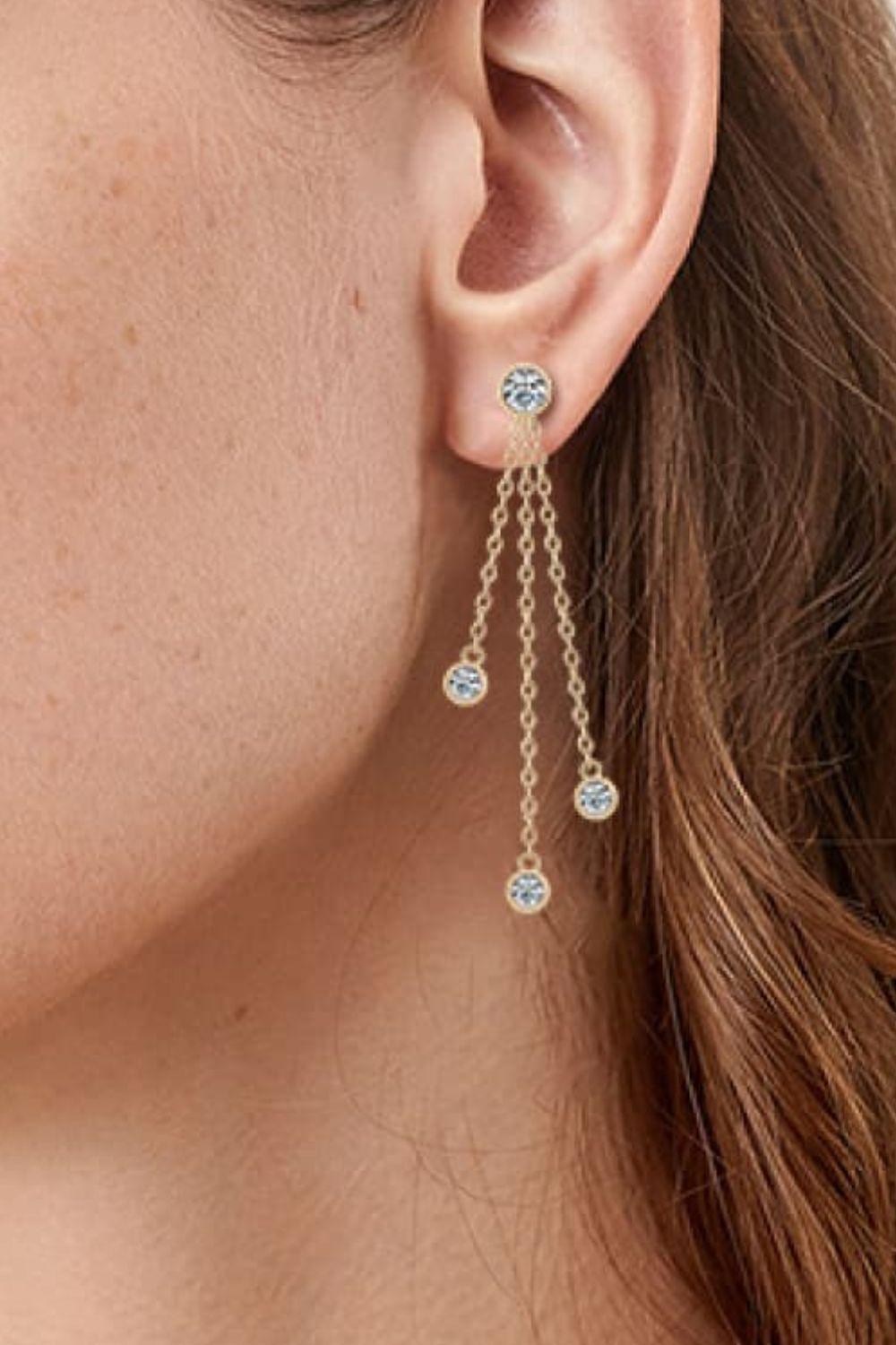 1.2 Carat Moissanite Layered Chain Earrings BLUE ZONE PLANET