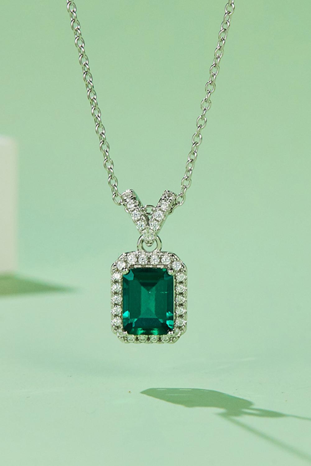 1.25 Carat Lab-Grown Emerald Pendant Necklace BLUE ZONE PLANET