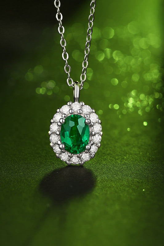 1.5 Carat Lab-Grown Emerald 925 Sterling Silver Necklace BLUE ZONE PLANET