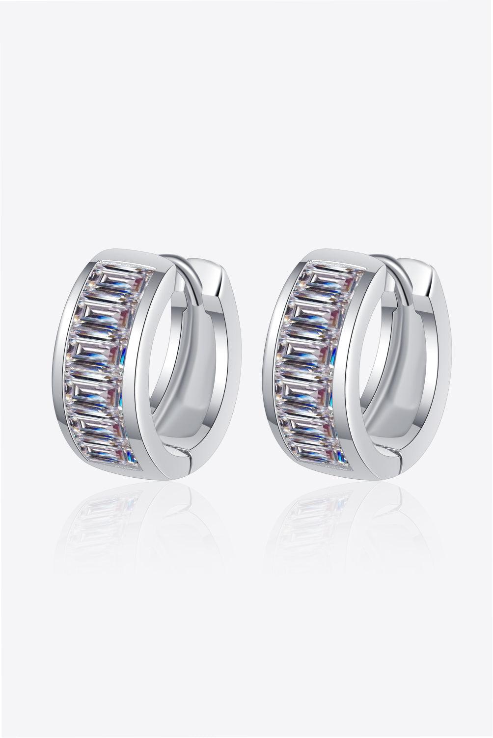 1.8 Carat Moissanite 925 Sterling Silver Huggie Earrings BLUE ZONE PLANET