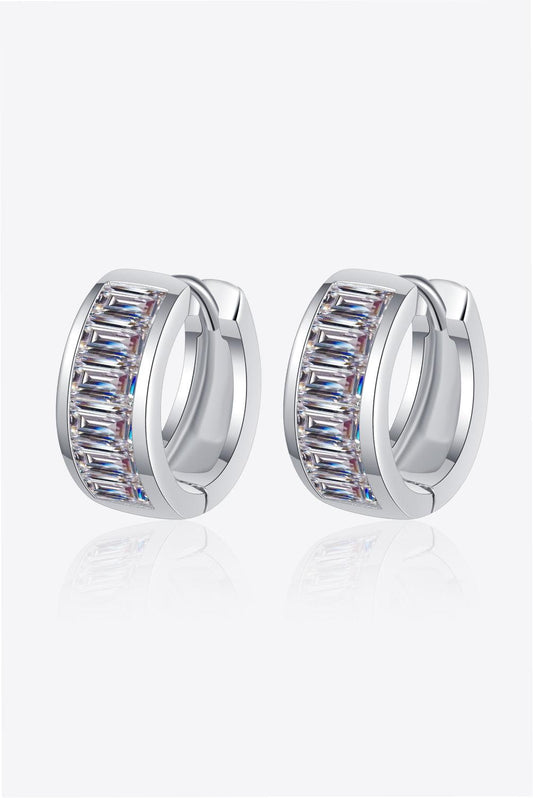 1.8 Carat Moissanite 925 Sterling Silver Huggie Earrings BLUE ZONE PLANET